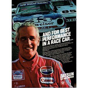 1980 Datsun 280-ZX 280ZX Paul Newman SCCA Vintage Print Ad Budweiser Wall Art